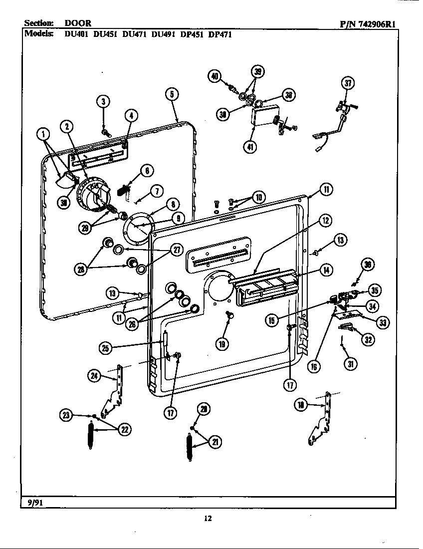 Jenn-Air DP451 door diagram
