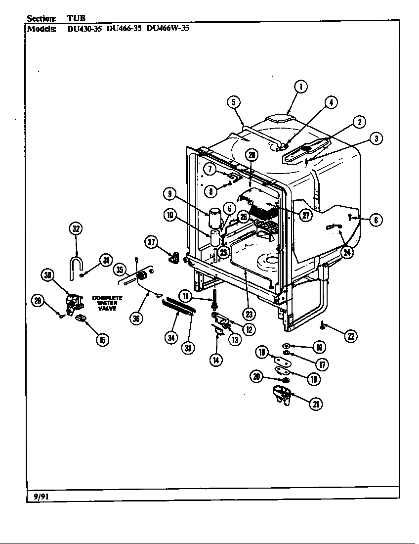 Jenn-Air DU466W-35 tub diagram