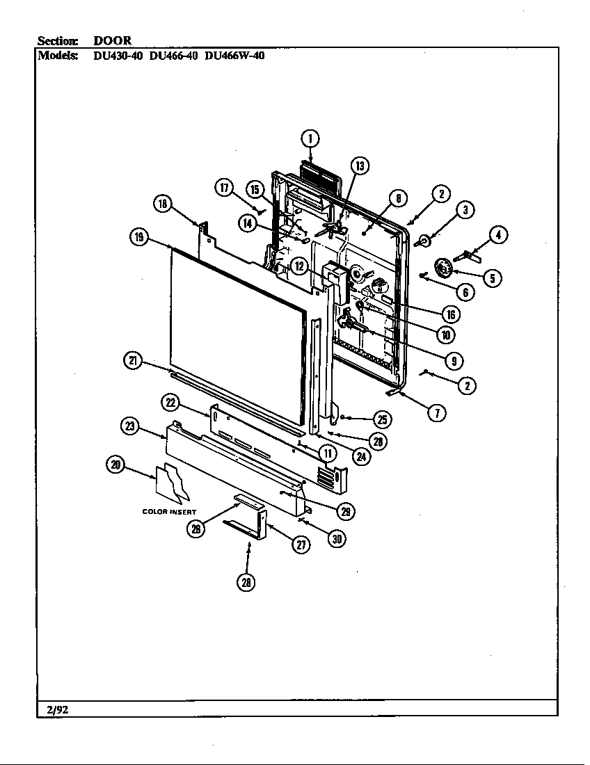 Jenn-Air DU430-40 door diagram