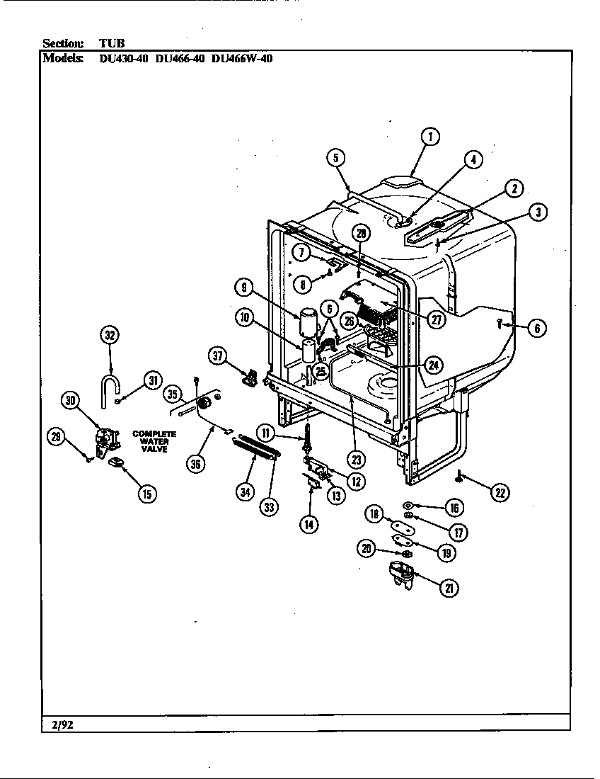 Jenn-Air DU430-40 tub diagram