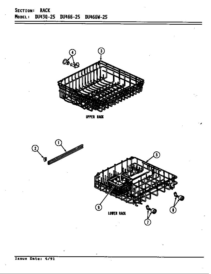 Jenn-Air DU466-25 rack diagram