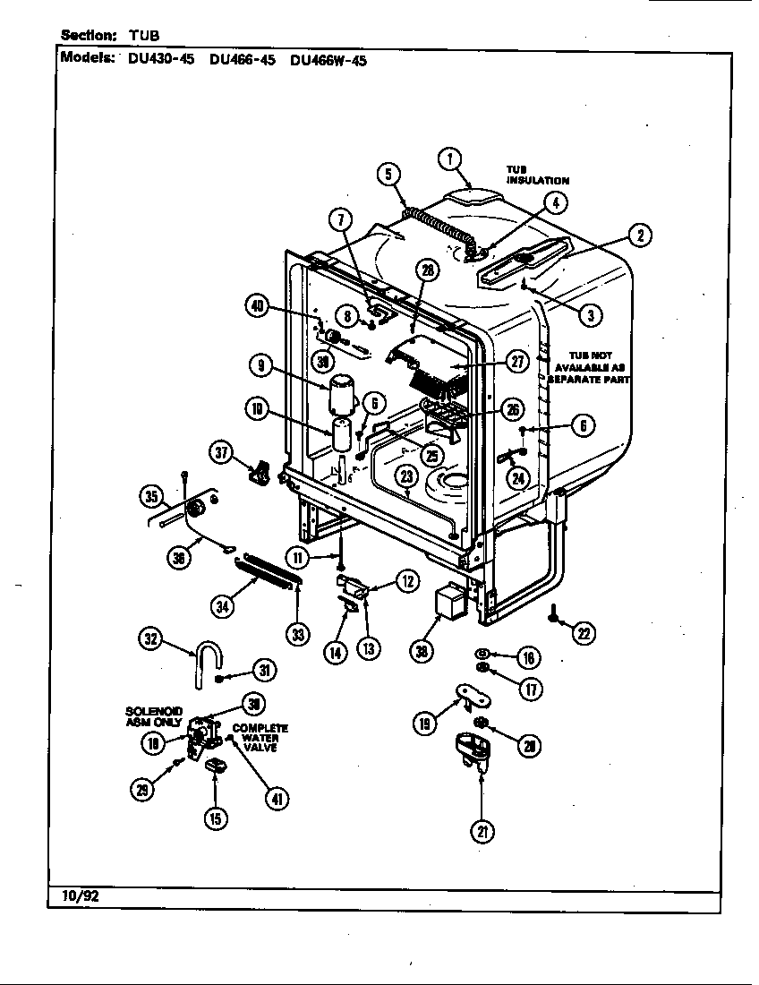 Jenn-Air DU430-45 tub diagram