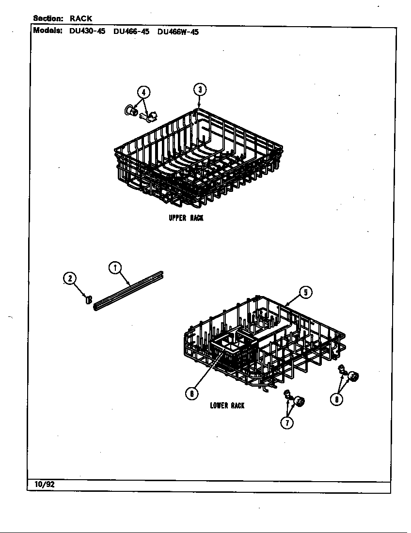Jenn-Air DU430-45 rack diagram