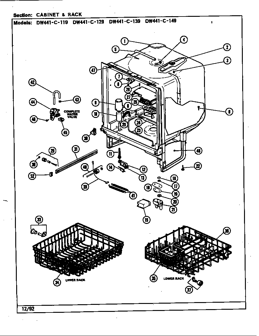 Jenn-Air DW441C149 rack assembly diagram