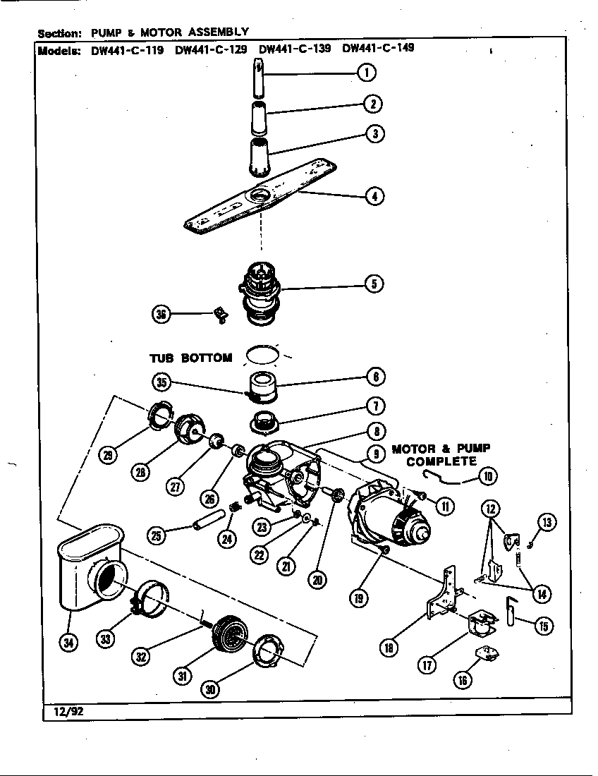 Jenn-Air DW441C149 pump assembly diagram