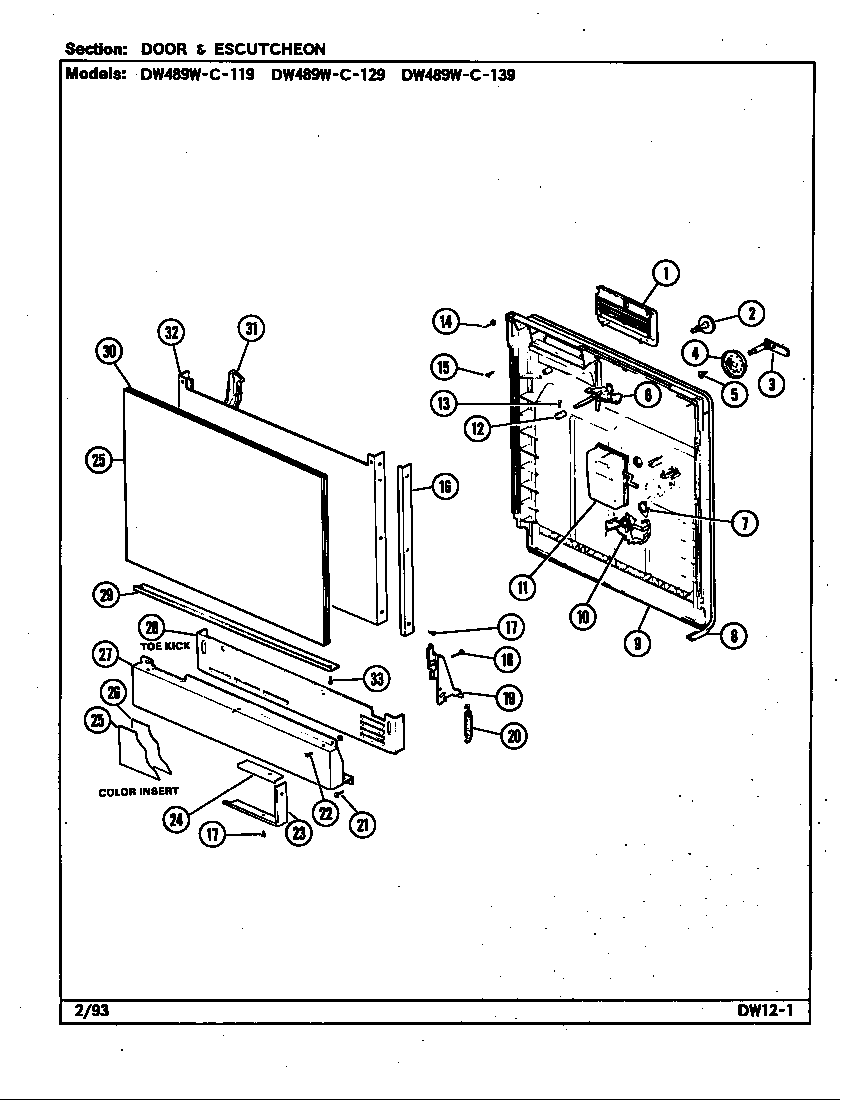 Jenn-Air DW489WC119 door assembly (dw489wc119,129,139) (dw489wc119) (dw489wc129) (dw489wc139) diagram