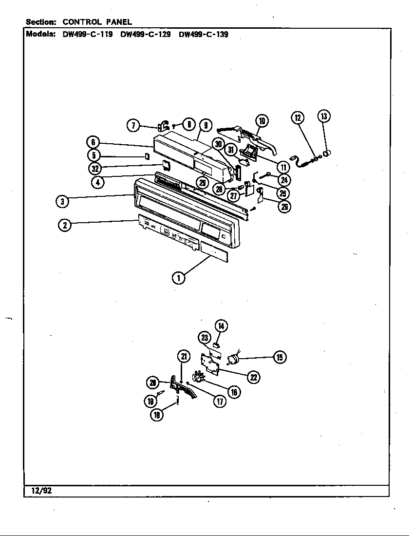 Jenn-Air DW499C129 control panel diagram