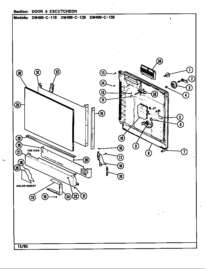 Jenn-Air DW499C129 door assembly diagram