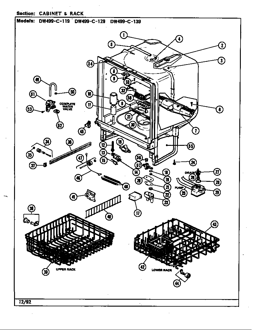 Jenn-Air DW499C129 rack assembly diagram