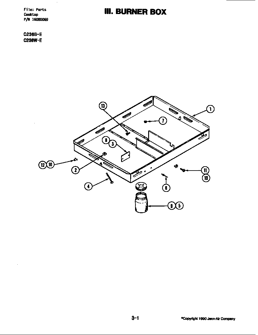 Jenn-Air C236B-E burner box diagram