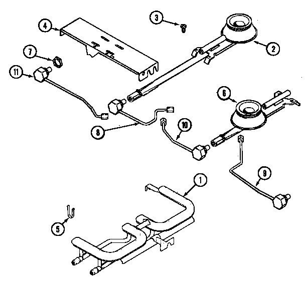Jenn-Air CG206B-E burner/manifold assembly diagram