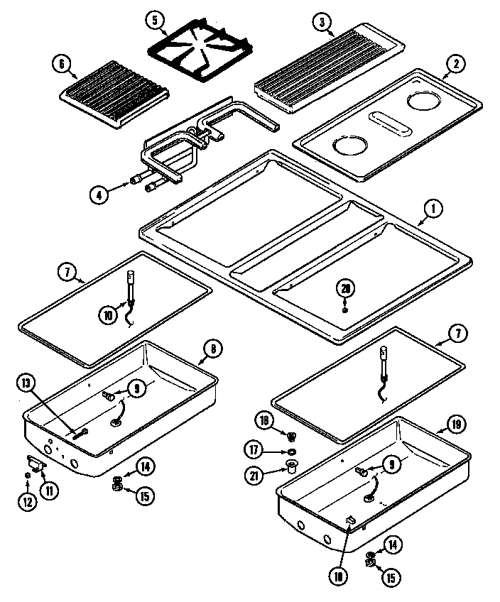 Jenn-Air CG206B-E top assembly diagram