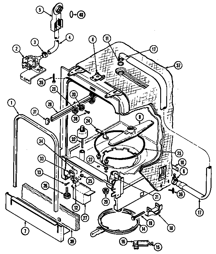 Jenn-Air DW980W tub diagram