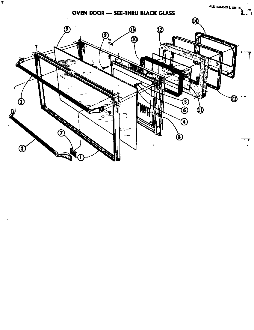 Jenn-Air 4770 oven door (see thru black glass) (4760) (4770) (88168) (88169) diagram
