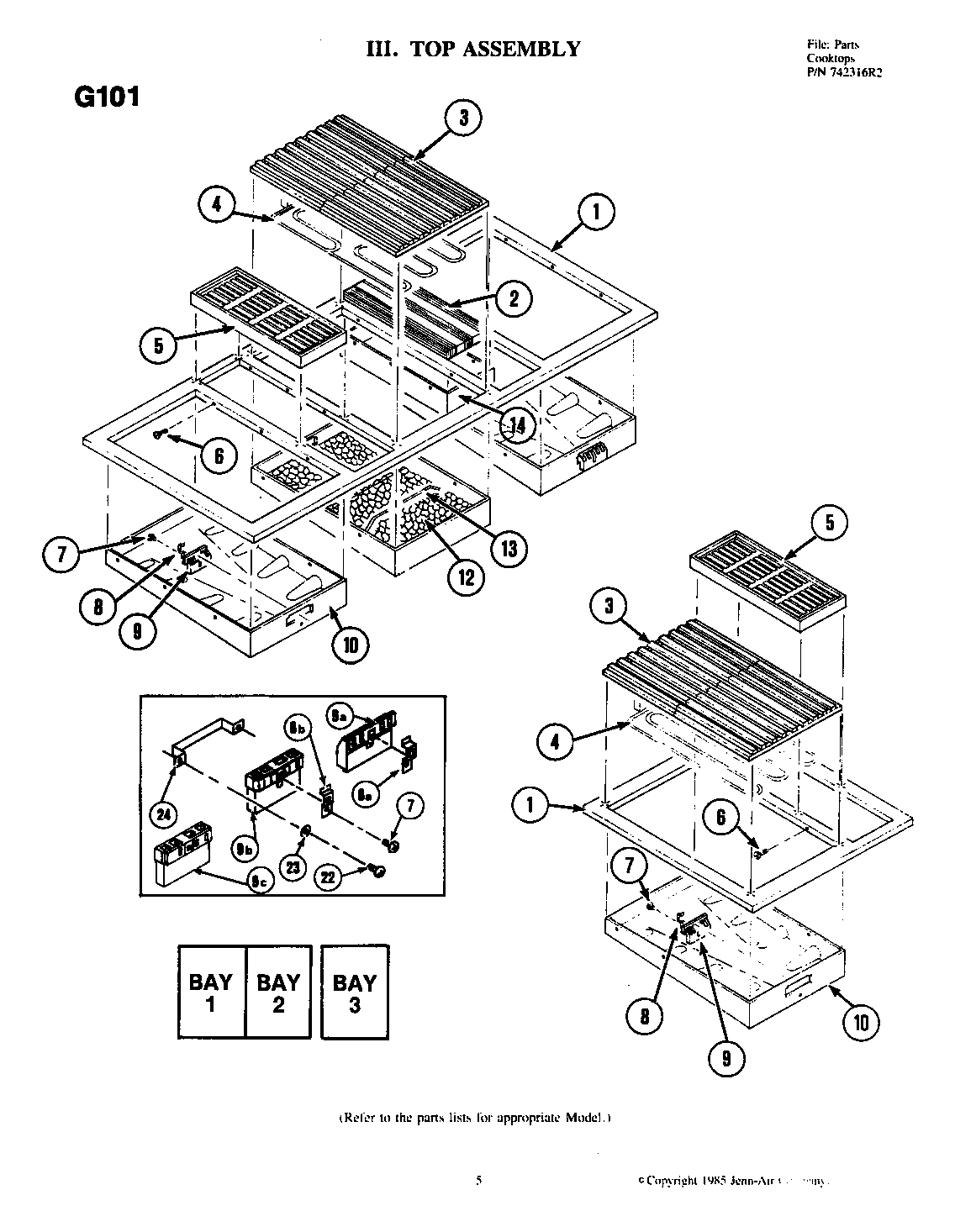 Jenn-Air G101 top assembly diagram