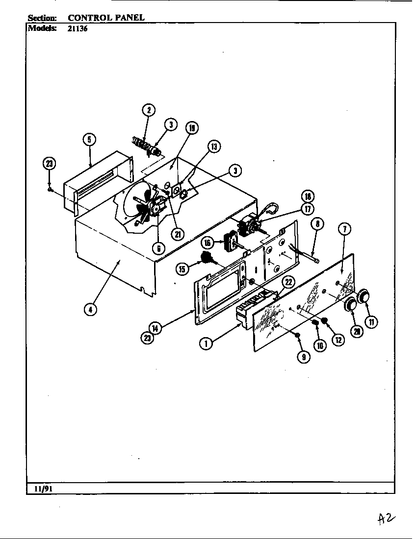 Jenn-Air 21136 control panel diagram