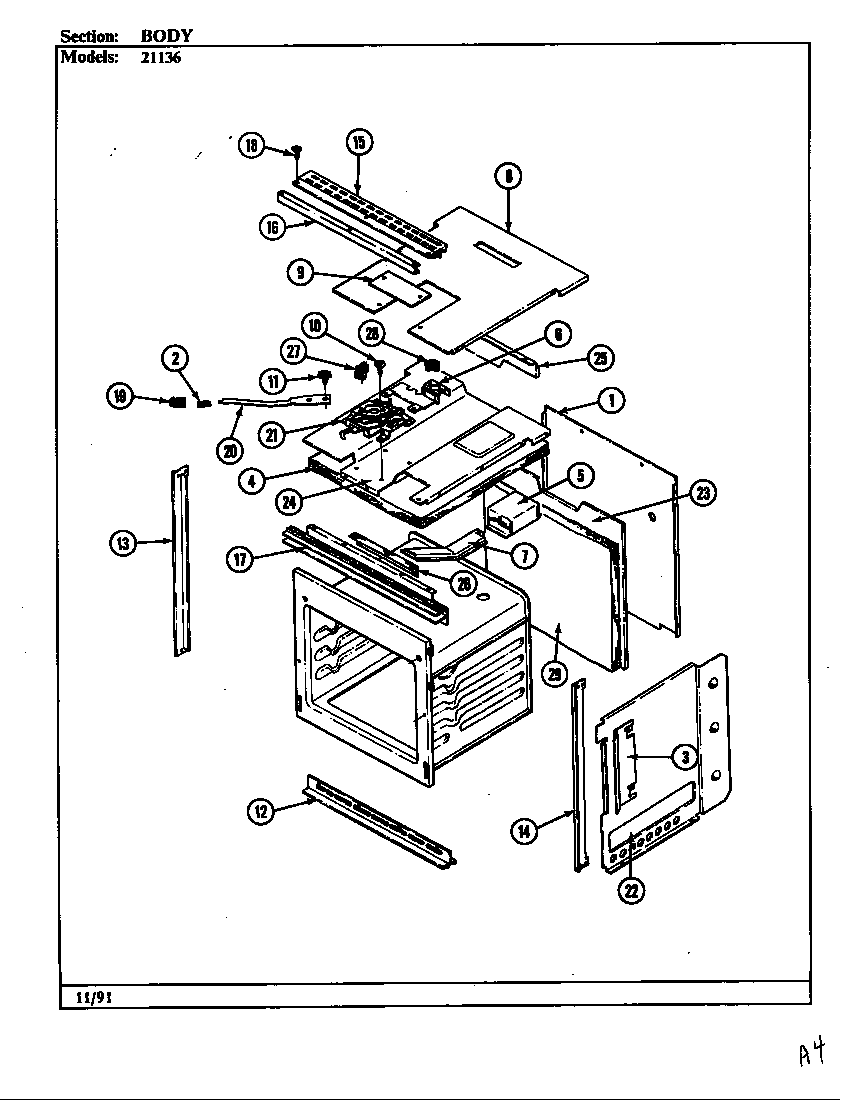 Jenn-Air 21136 body diagram