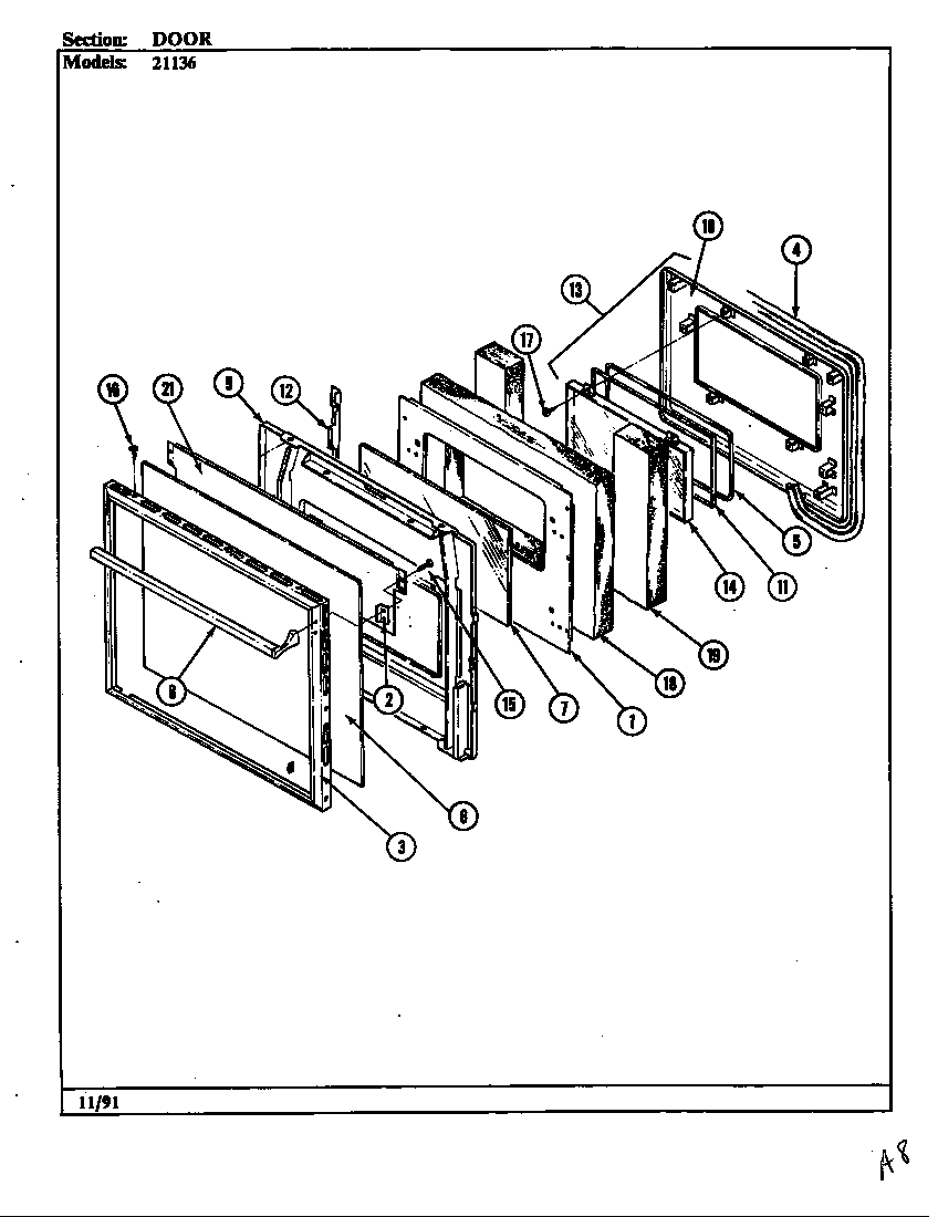 Jenn-Air 21136 door diagram
