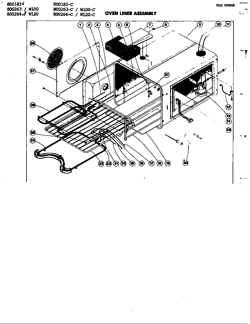 Jenn-Air 800263 oven liner assembly diagram