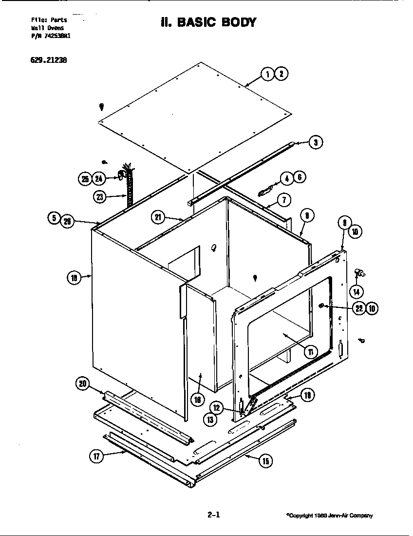 Jenn-Air 21238 body diagram