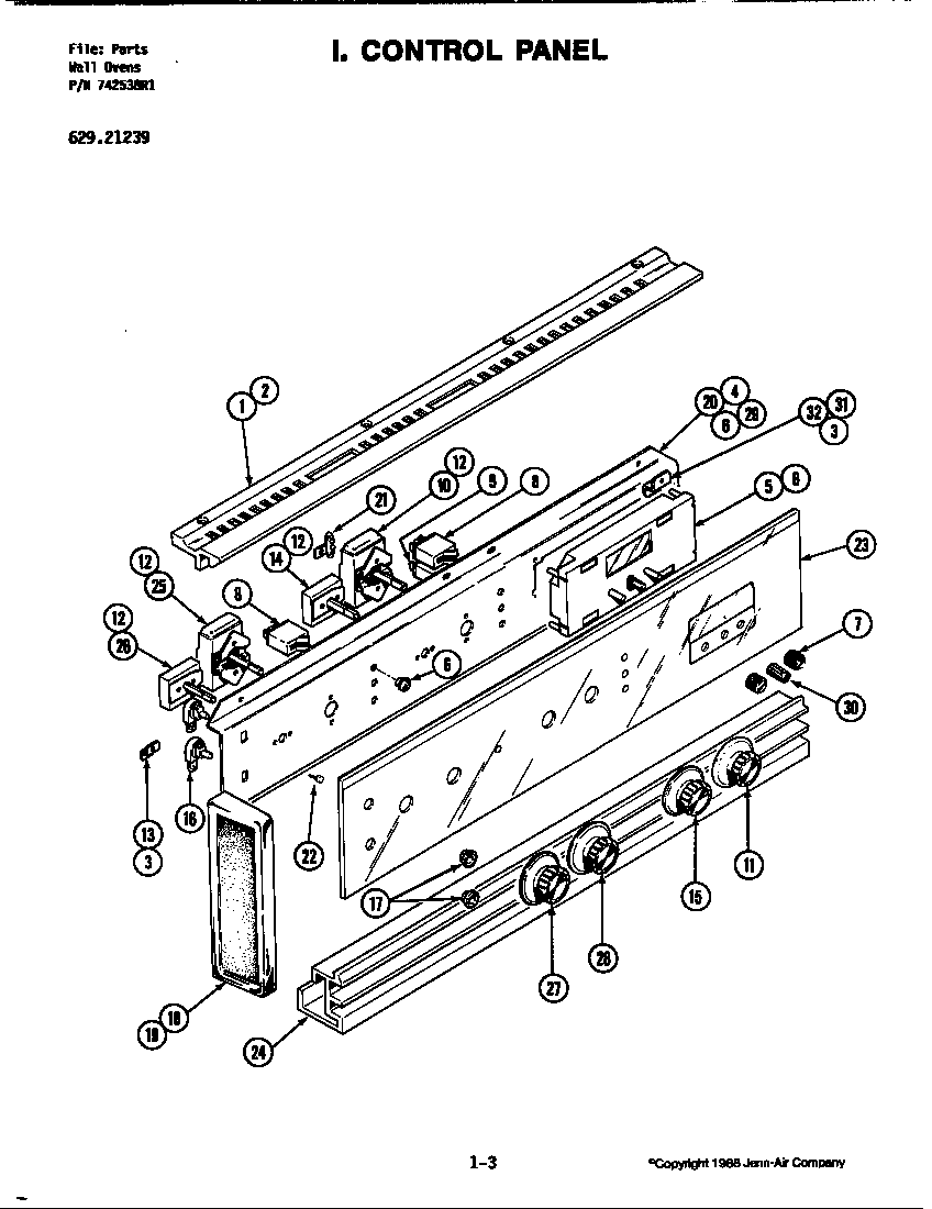 Jenn-Air 21239 control panel diagram