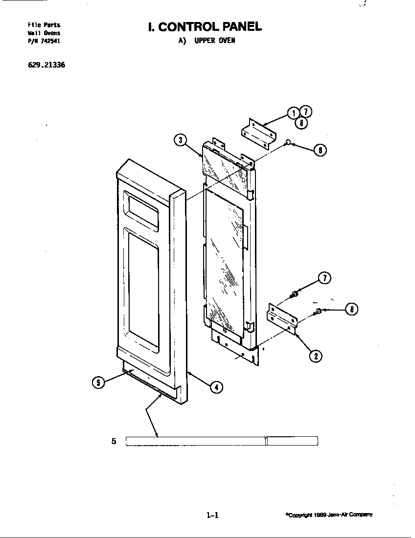 Jenn-Air 21336 control panel (upper) diagram