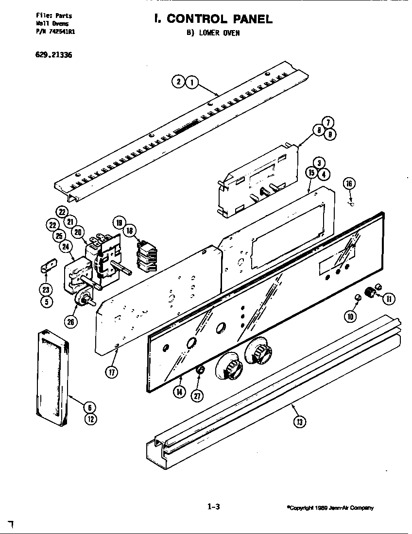 Jenn-Air 21336 control panel (lower) diagram