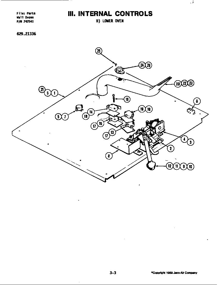 Jenn-Air 21336 internal controls (lower) diagram