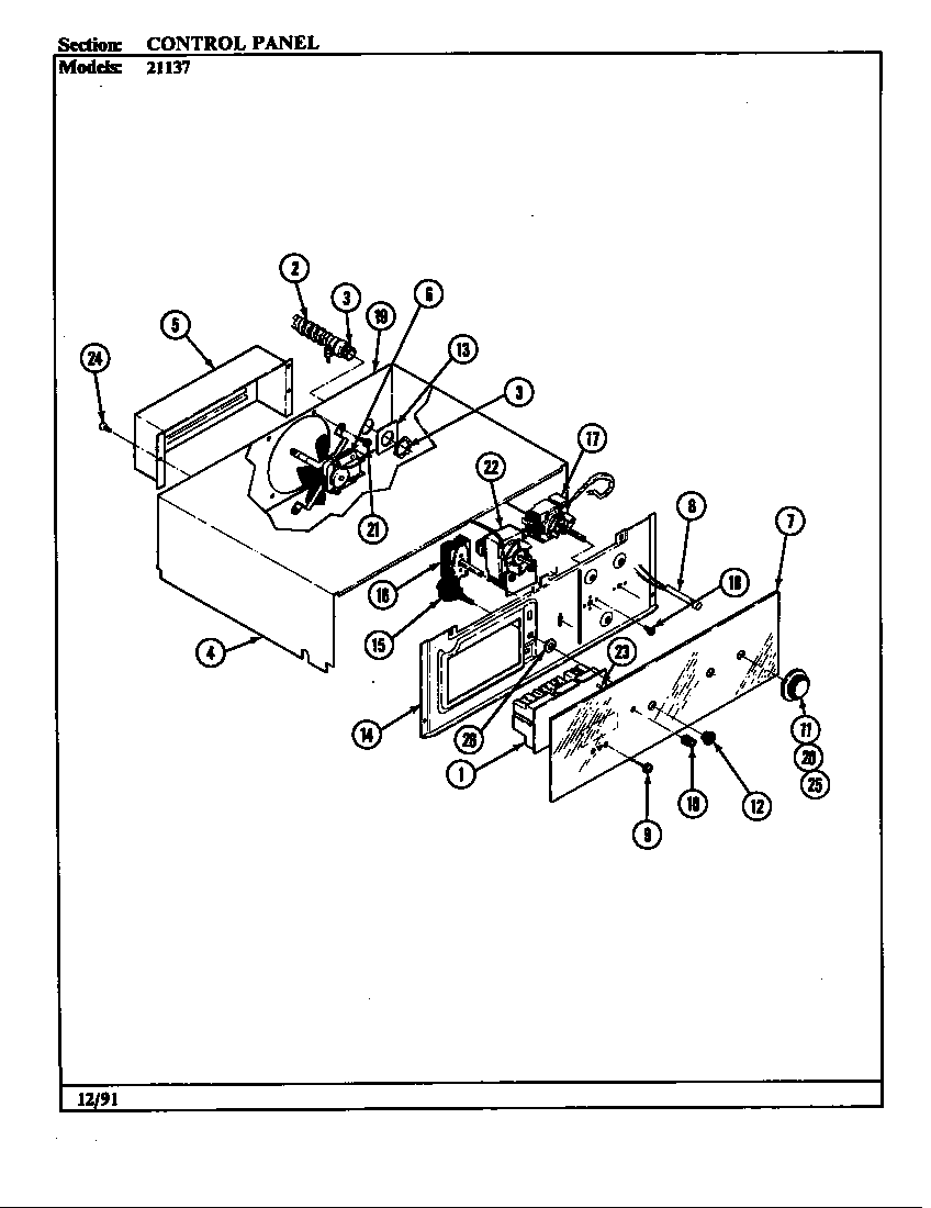 Jenn-Air 21137 control panel diagram