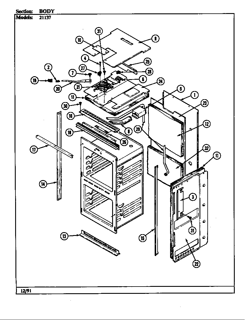 Jenn-Air 21137 body diagram