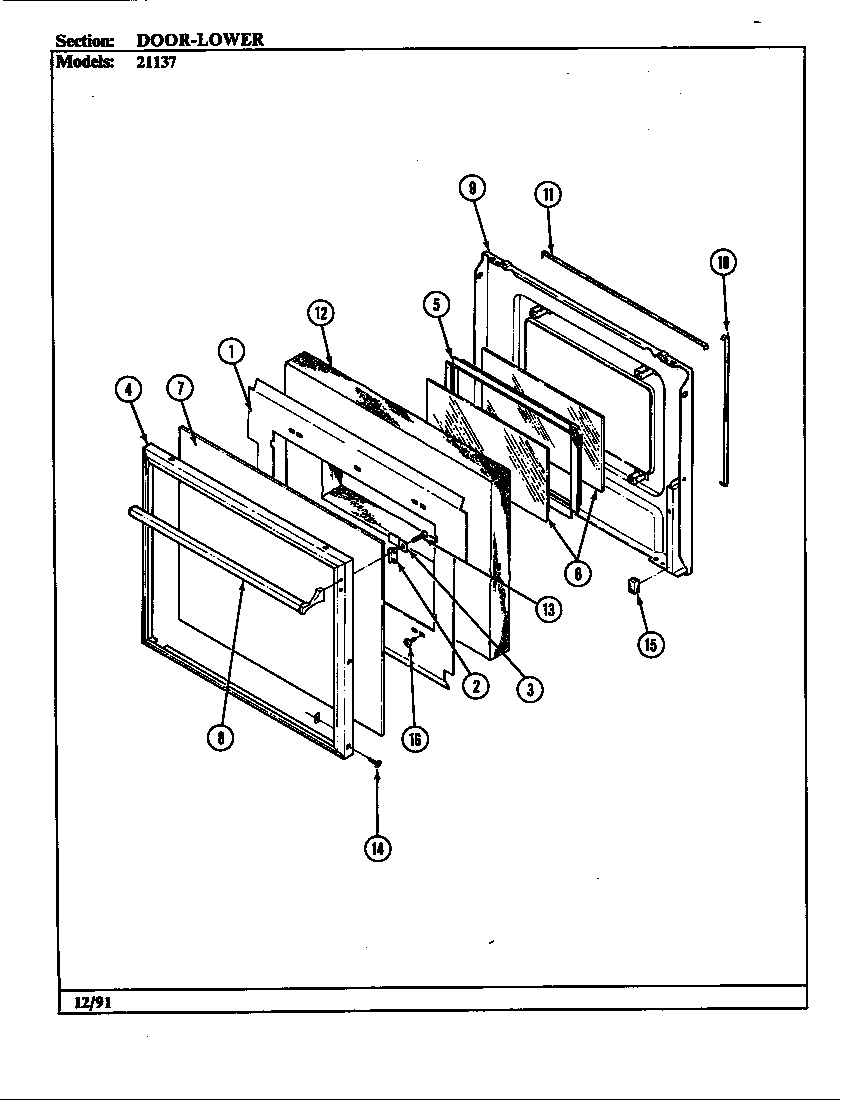 Jenn-Air 21137 door (lower) diagram