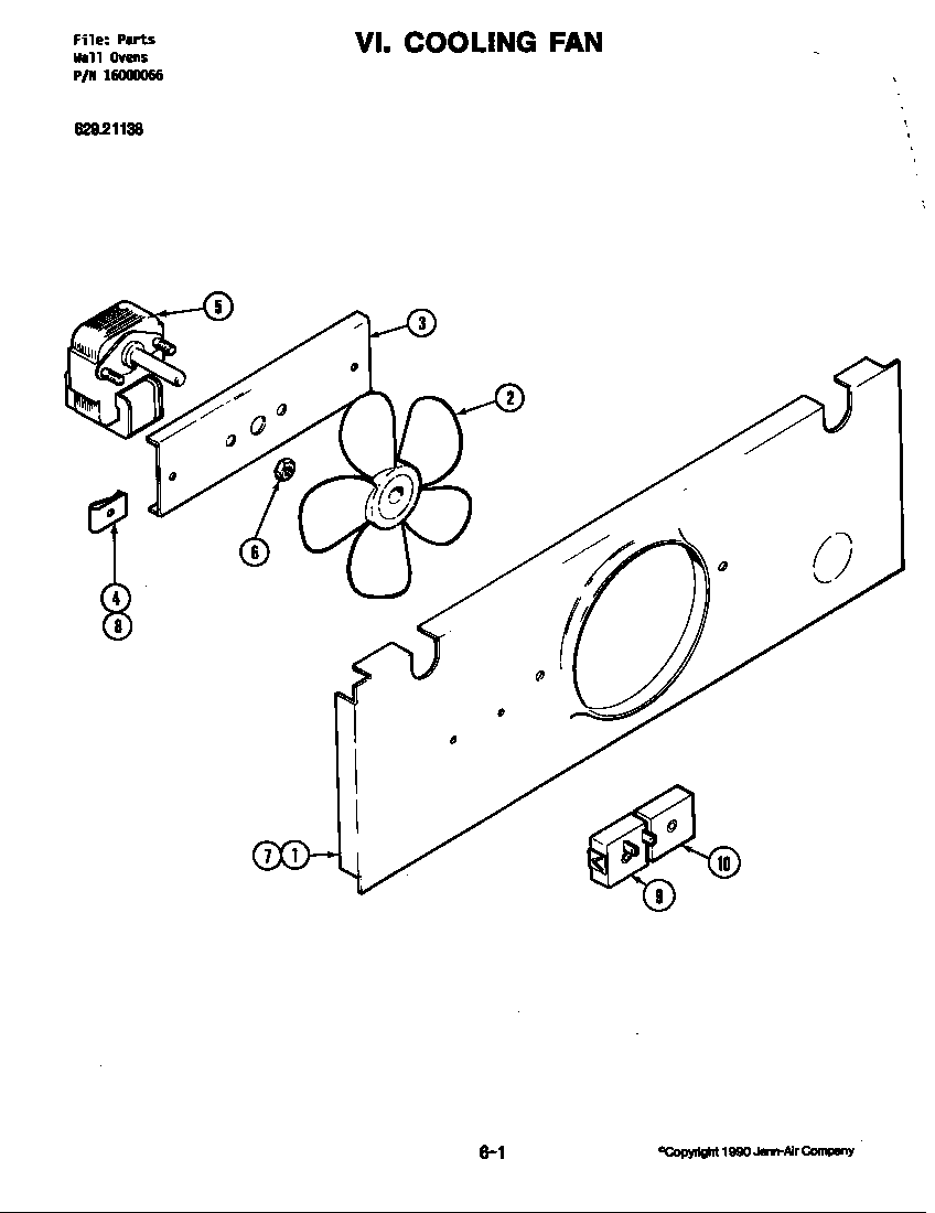 Kenmore 62942019 cooling fan diagram