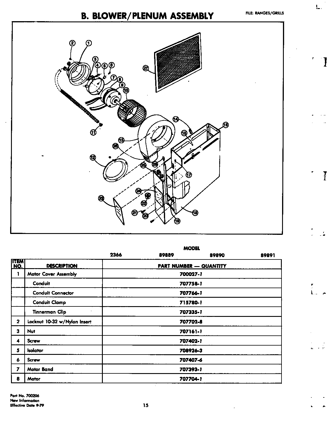 Jenn-Air 89891 blower assembly diagram