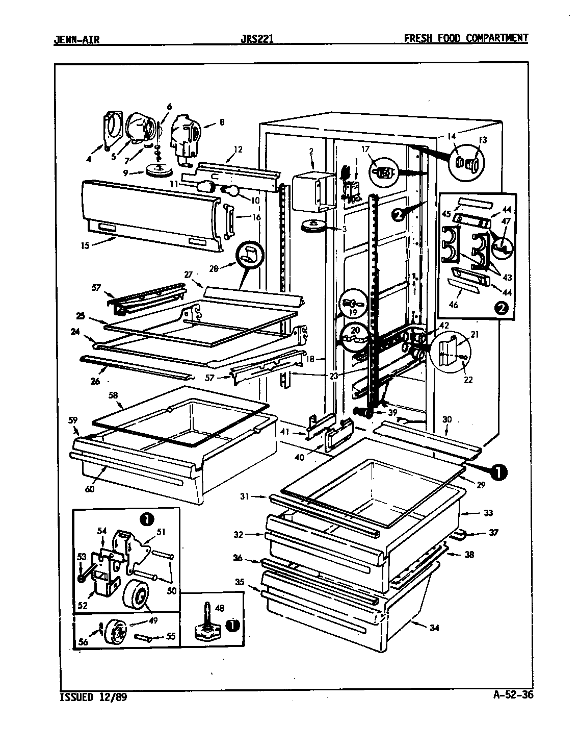 Jenn-Air JRS221/9Q10B fresh food compartment diagram