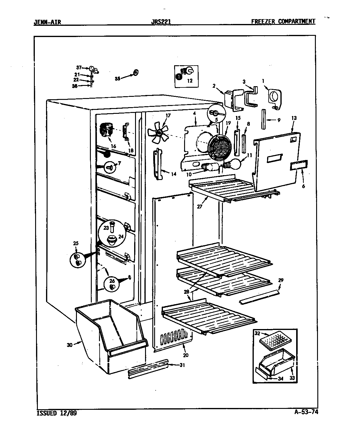 Jenn-Air JRS221/9Q10B freezer compartment diagram