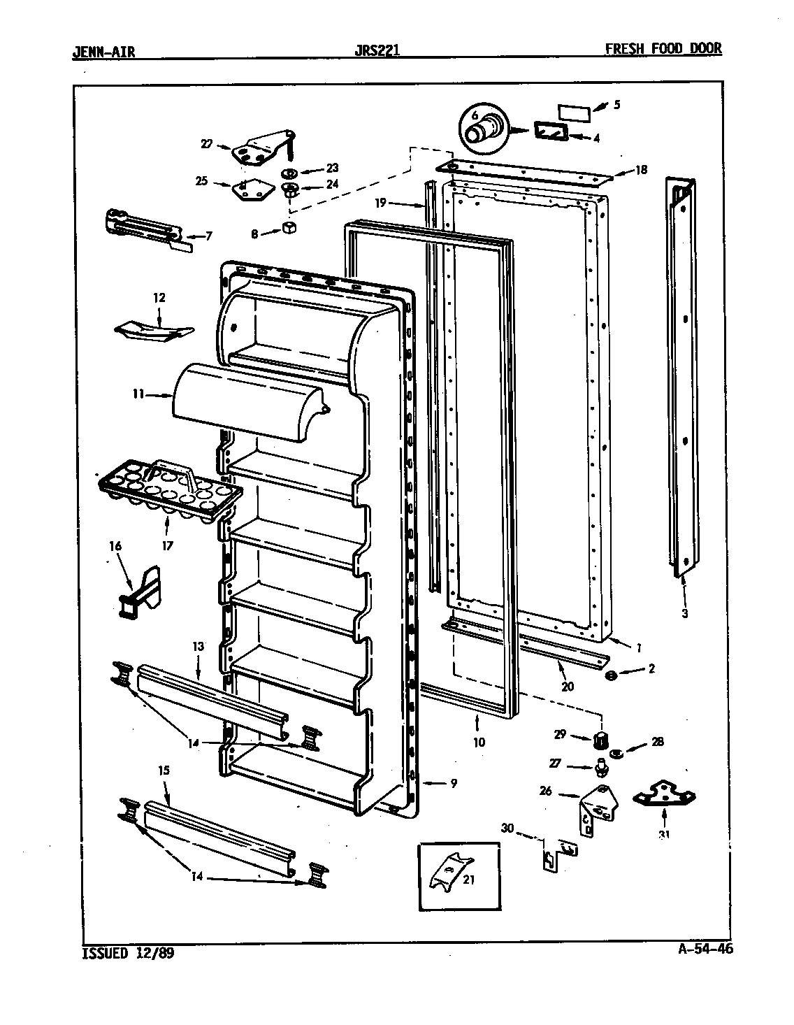 Jenn-Air JRS221/9Q10B fresh food door diagram