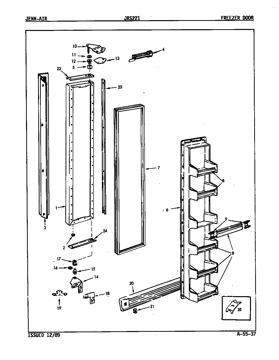 Jenn-Air JRS221/9Q10B freezer door diagram