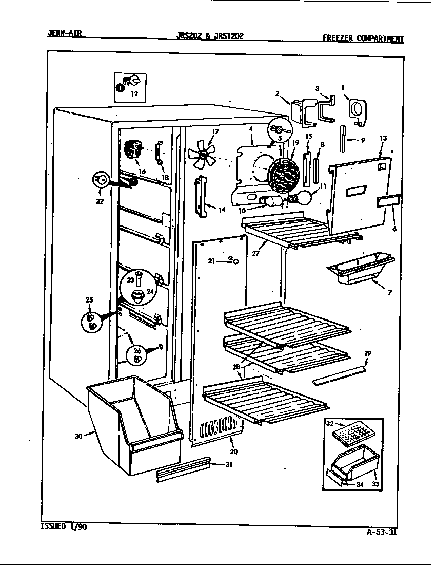 Jenn-Air JRS202/8N06A freezer compartment diagram