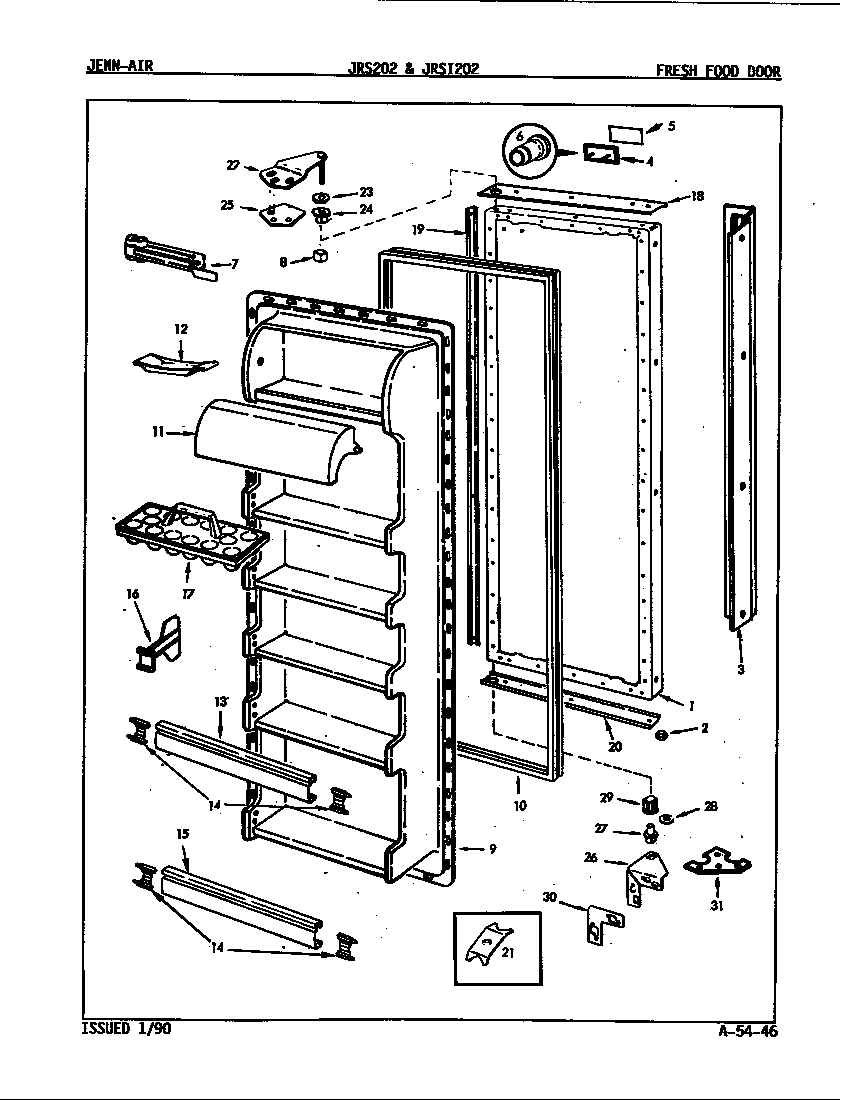 Jenn-Air JRS202/8N06A fresh food door diagram