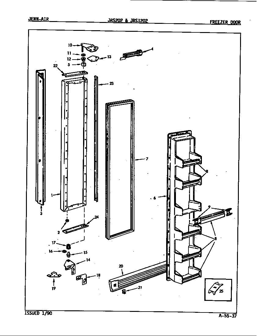 Jenn-Air JRS202/8N06A freezer door diagram
