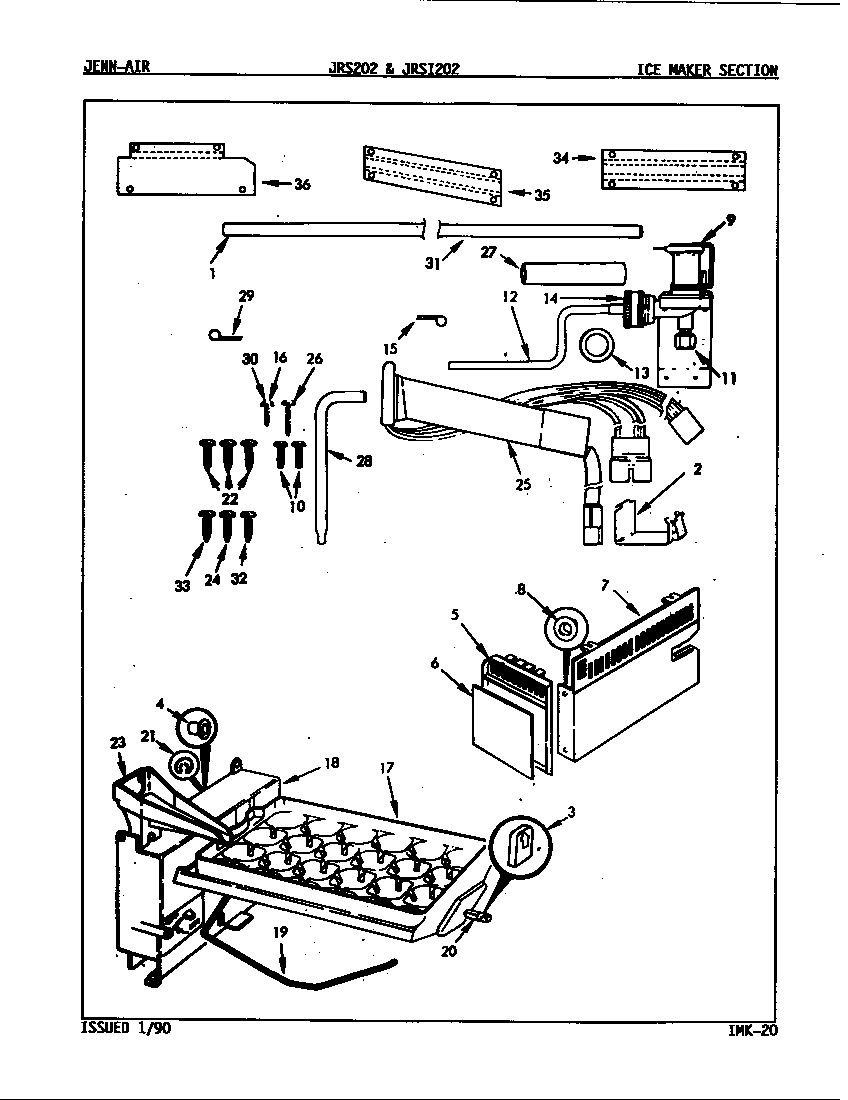 Jenn-Air JRS202/8N06A ice maker section diagram