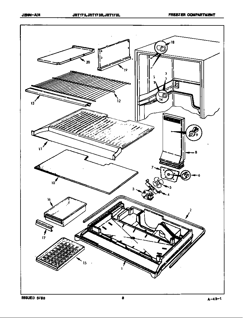 Jenn-Air JRT173R/7C57A freezer compartment diagram