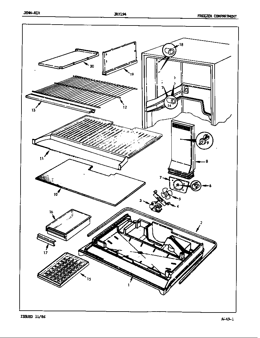 Jenn-Air JRT194/7C53A freezer compartment diagram
