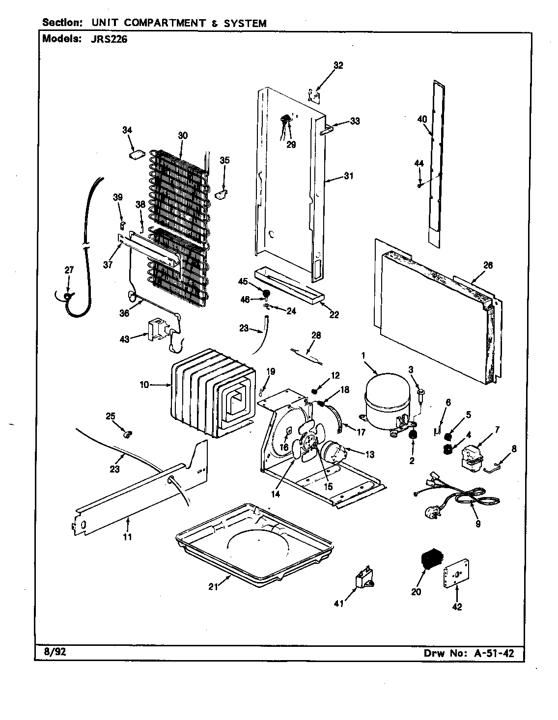 Jenn-Air JRS226/AQ21B unit compartment & system diagram