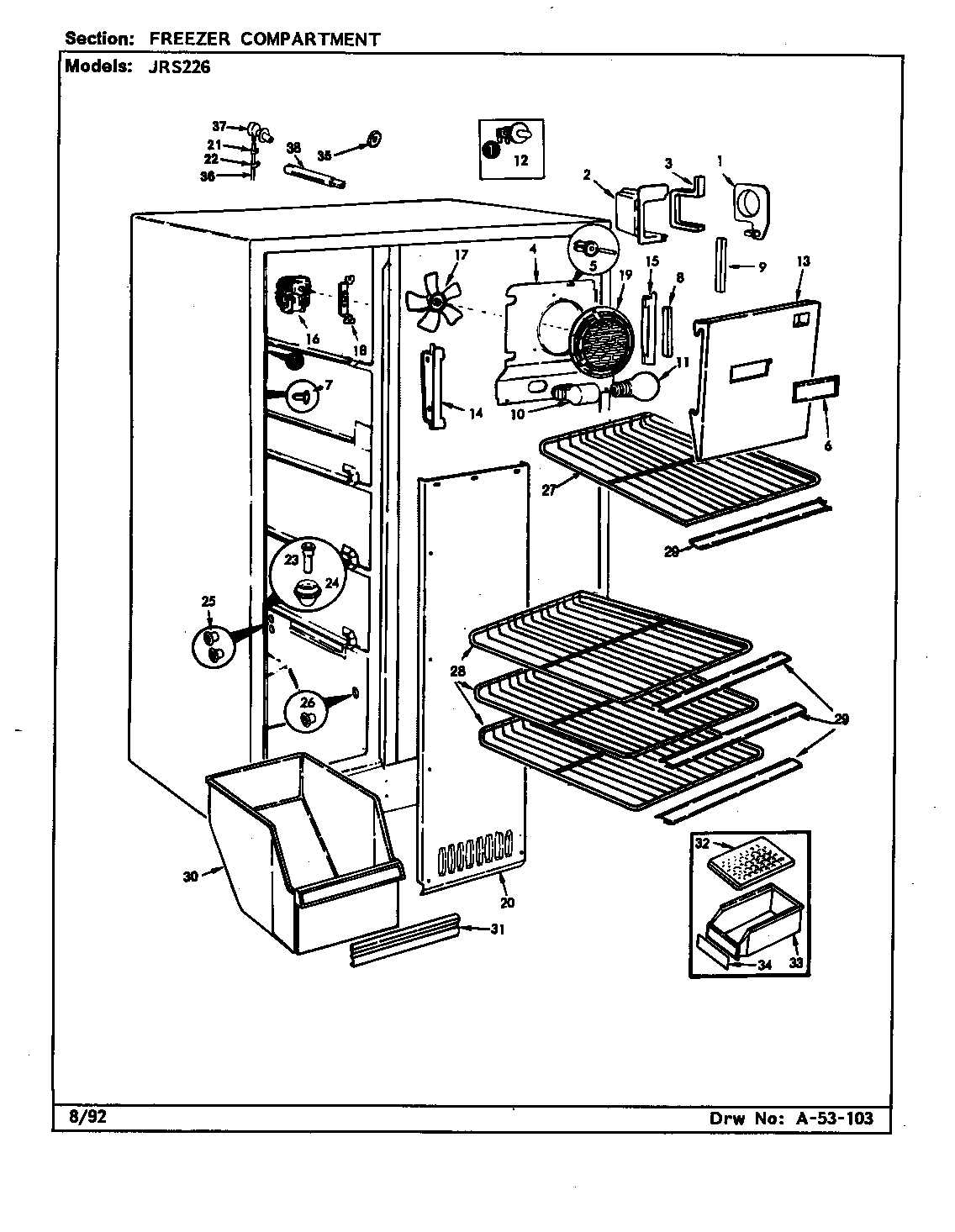 Jenn-Air JRS226/AQ21B freezer compartment diagram