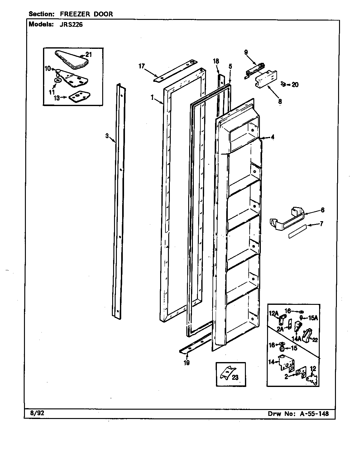 Jenn-Air JRS226/AQ21B freezer door diagram