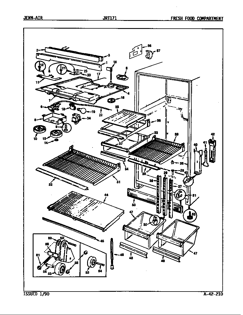 Jenn-Air JRT171L/9C63B fresh food compartment diagram