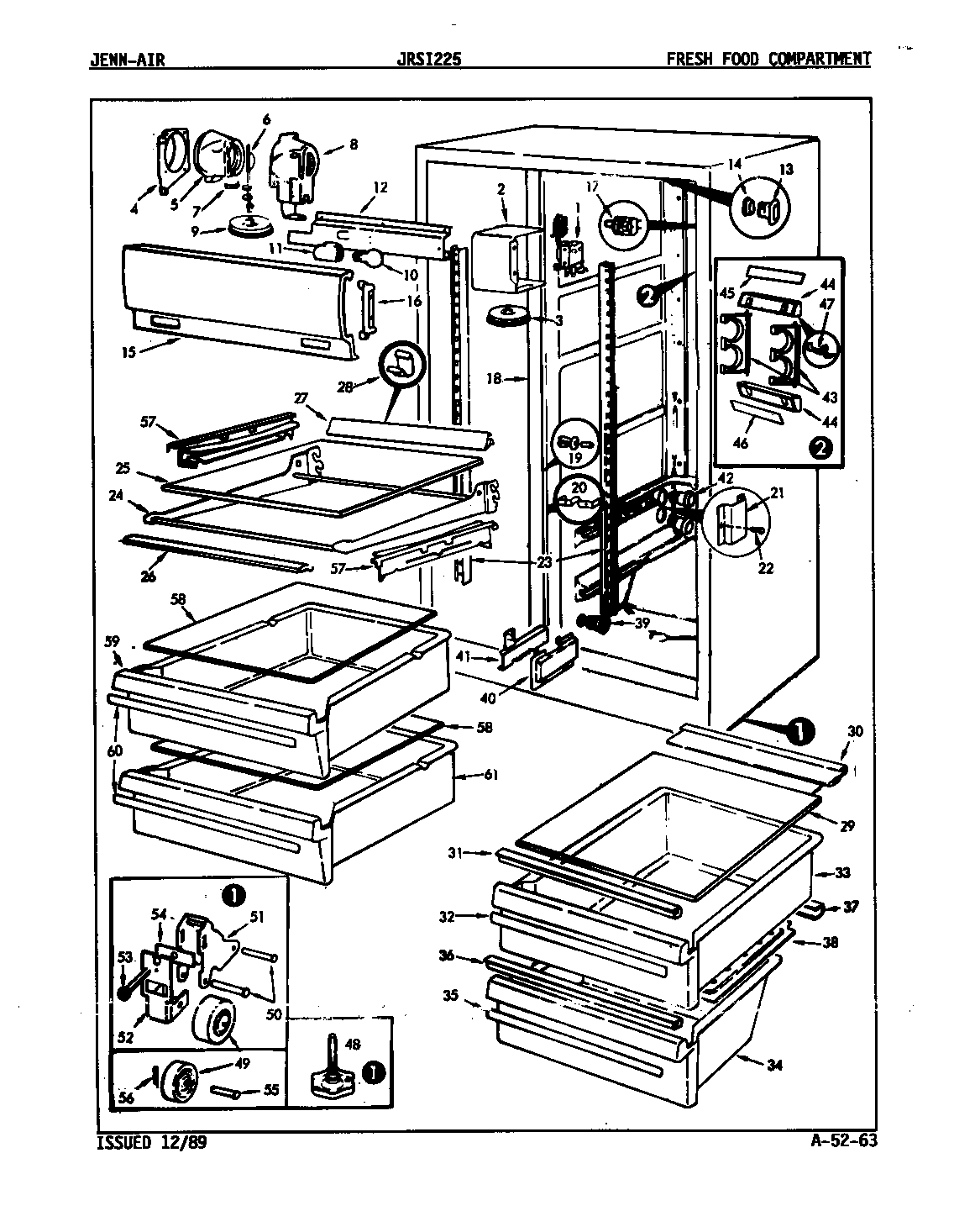 Jenn-Air JRSI225/9Q15B fresh food compartment diagram