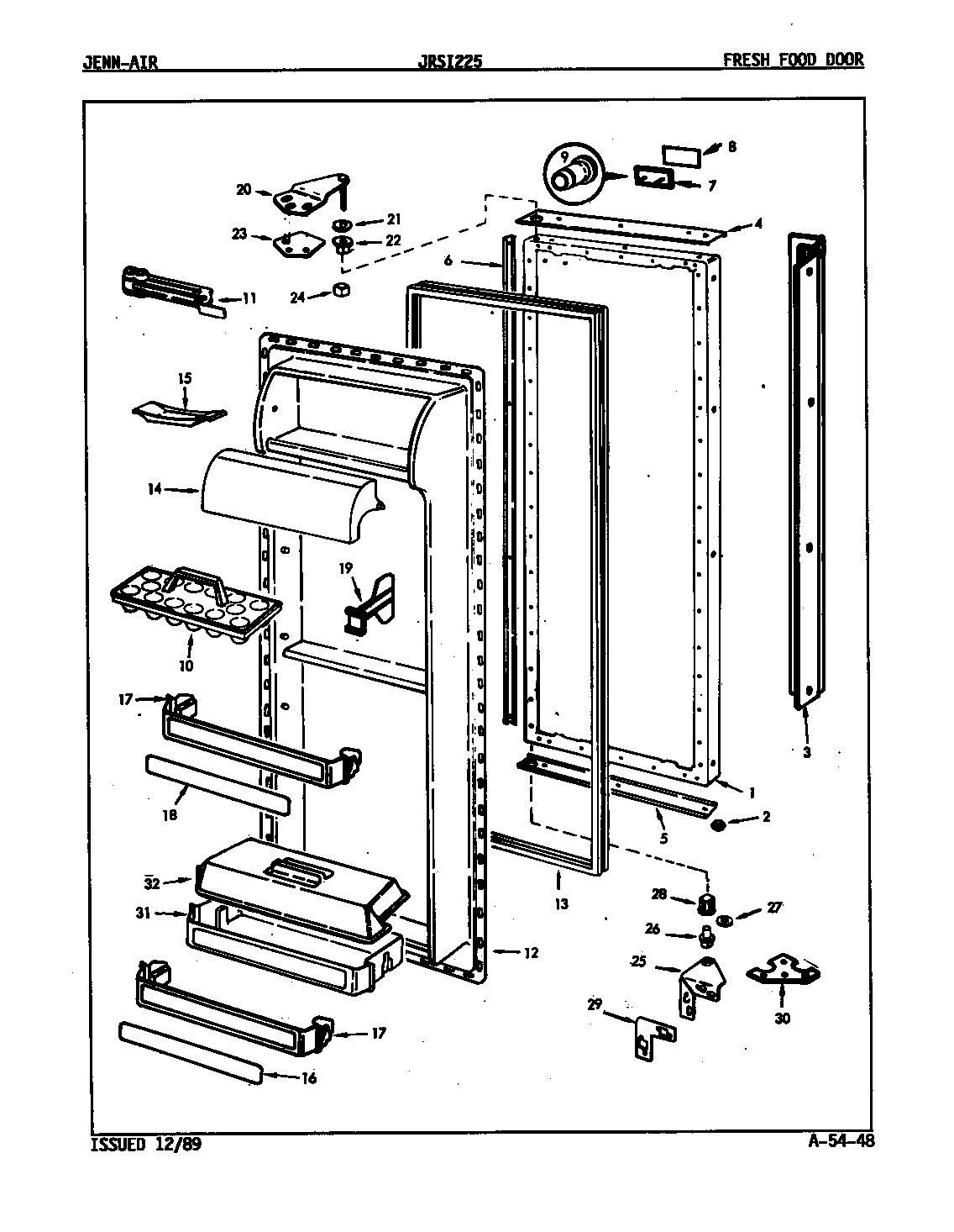 Jenn-Air JRSI225/9Q15B fresh food door diagram