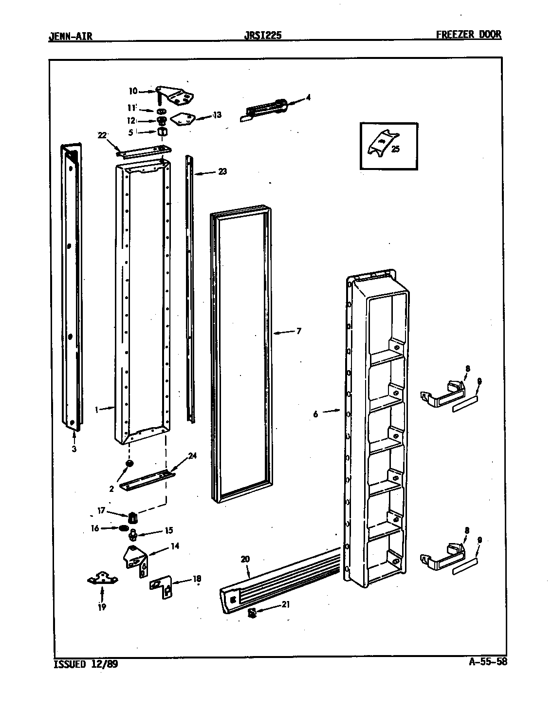 Jenn-Air JRSI225/9Q15B freezer door diagram